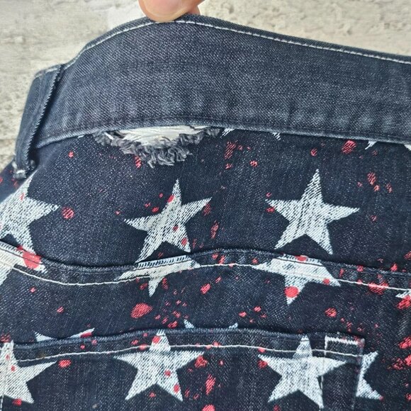 King Maker Men Shorts Blue White Star Patriot Straight Fit Shorts Bermuda Size40 - Picture 7 of 7